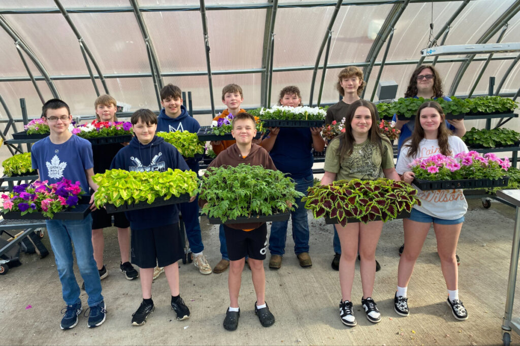Pictured are MMS Agricultural Education students. Front row from left: Logan Clark, Easton Hoyt, Kage Jones, Sarah Witzberger and Molly Willis. Back row from left:
Coleby Blake, Brendan Riccardi, Ian Lilley, Landyn Malone, Dylan Ferguson and Joseph Weekly.